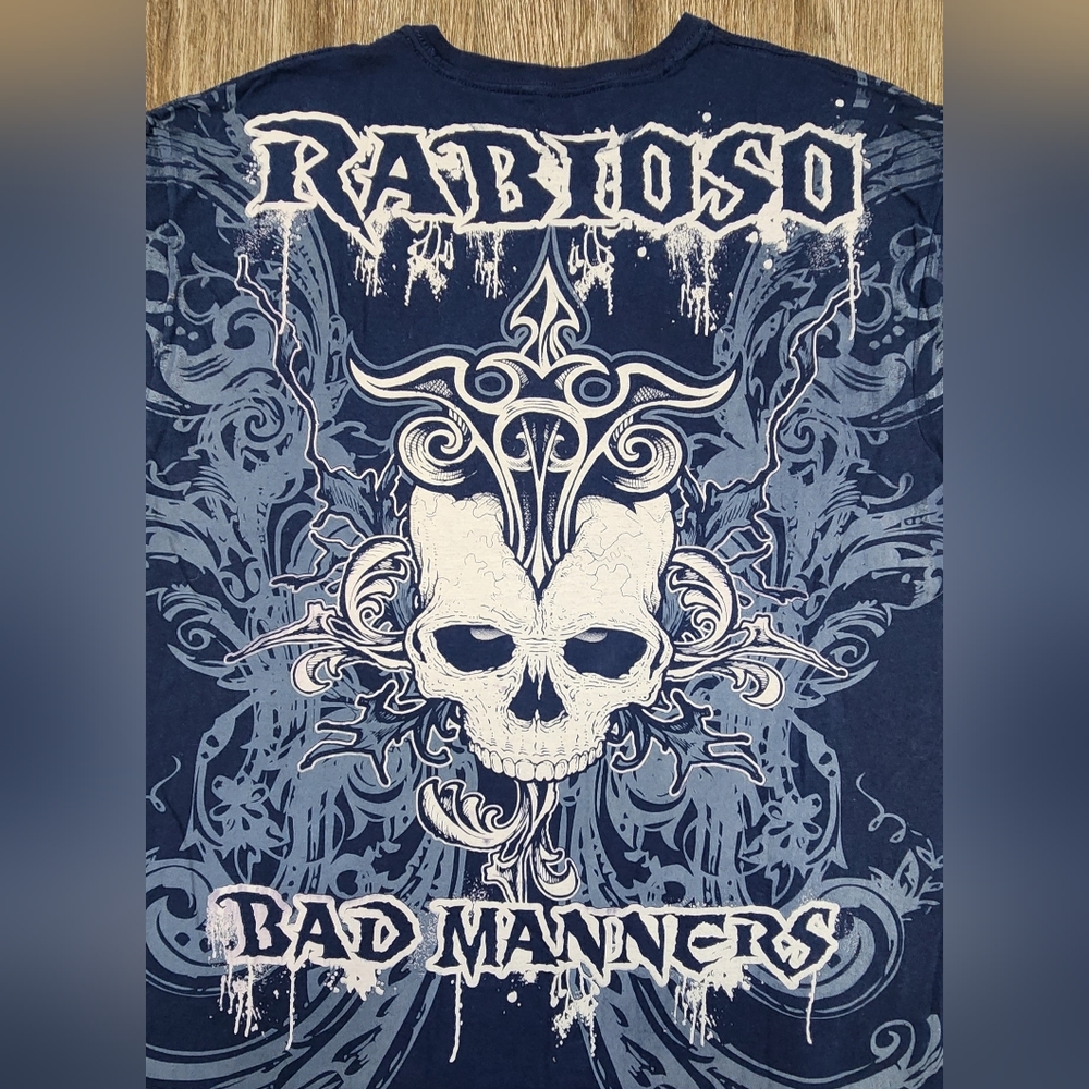 ๐ Rabioso Brand Dragon Skull "Bad Manners" Graphic Art Men's T-Shirt XL๐ - Picture 6 of 6